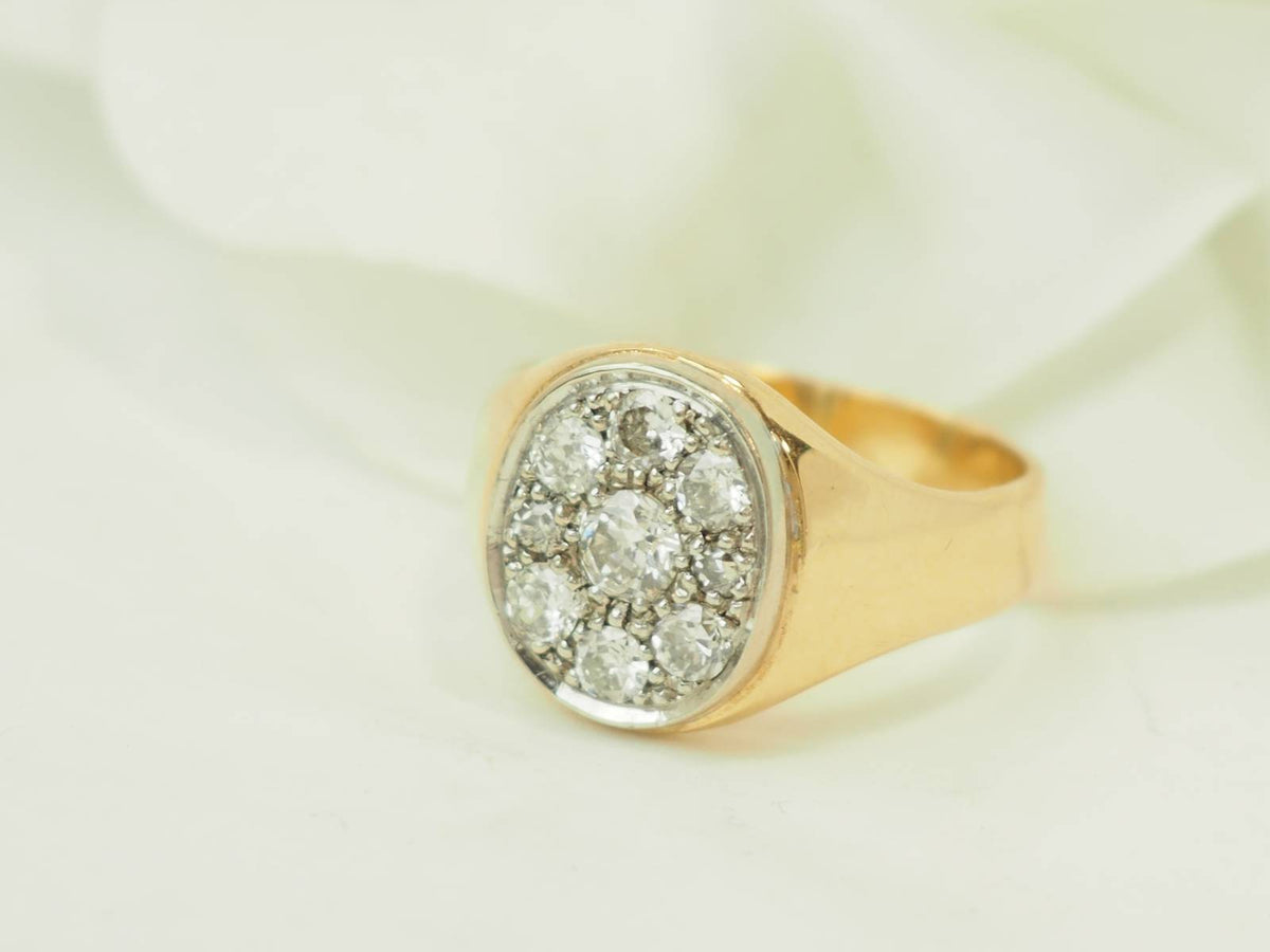 Bague Chevalière en or jaune et diamants