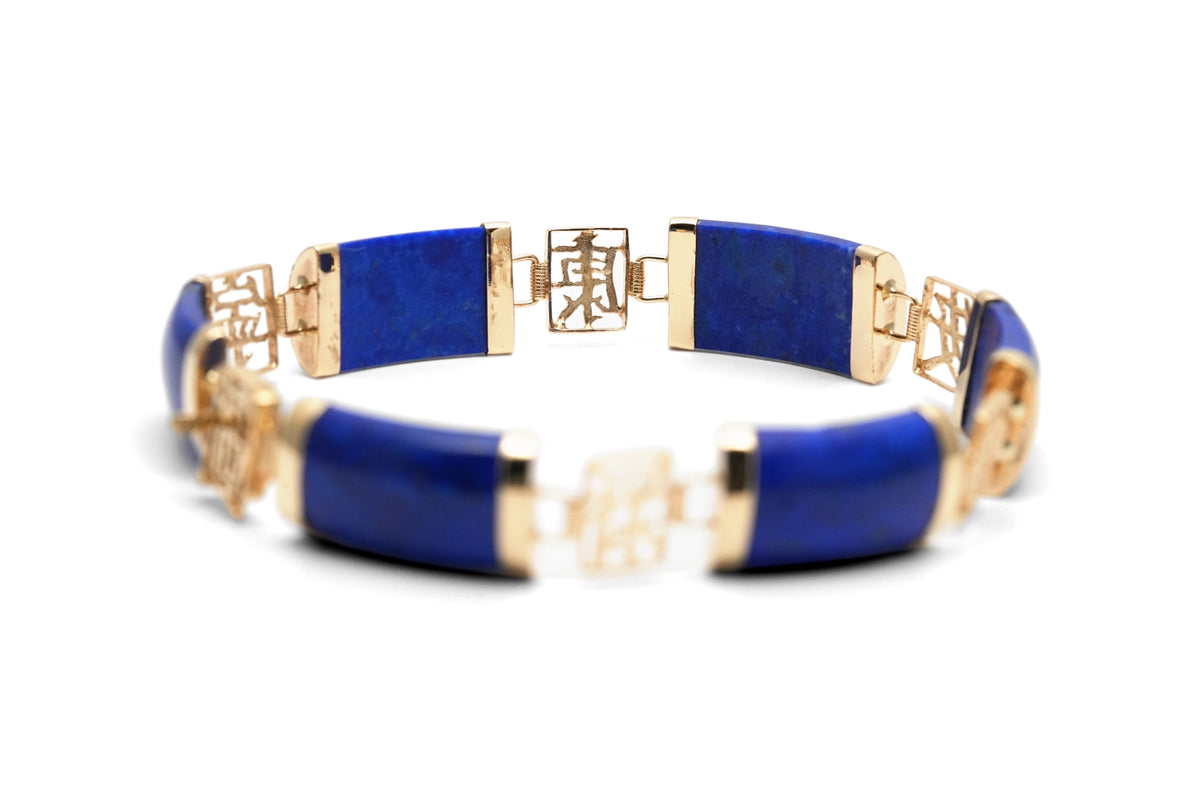 Bracelet en or jaune et lapis-lazuli