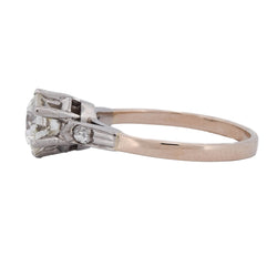 Bague Solitaire en or rose, platine et diamants