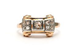 Bague Tank en or jaune et diamants