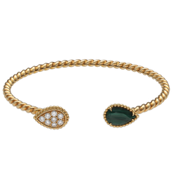 Bracelet Jonc BOUCHERON "Serpent Bohème" en or jaune, malachite et diamants