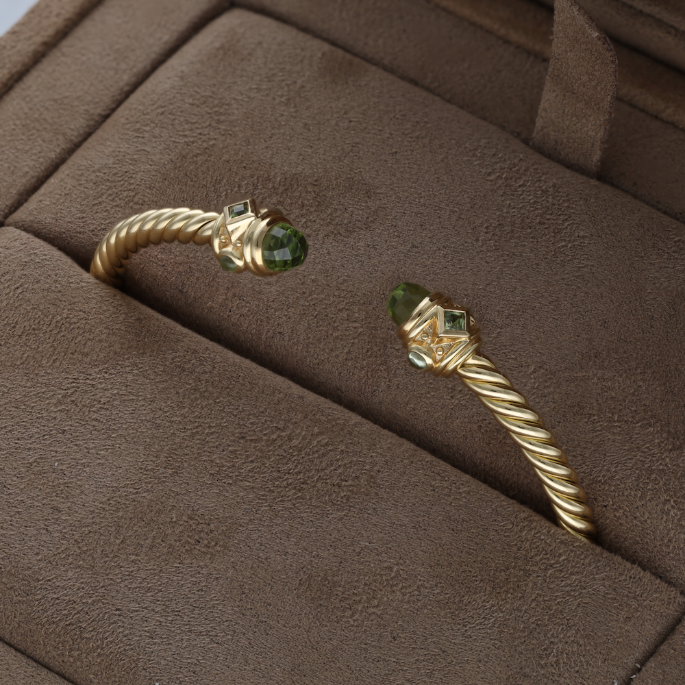 Bracelet Jonc DAVID YURMAN "Renaissance Cable Spira" en or jaune et cabochons
