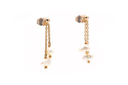 Boucles d'oreilles Pendantes en or jaune et perles