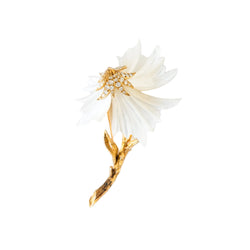 Broche Sterlé Fleur en or jaune et nacre