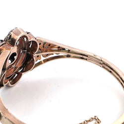 Bague en or jaune, argent, émail et diamants
