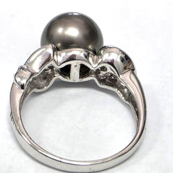 Bague Solitaire en or blanc, perle et diamants