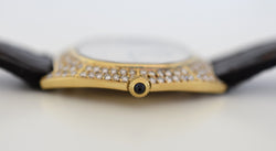 Montre VACHERON CONSTANTIN POUR CHAUMET en or jaune, cuir et diamants