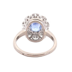 Bague Marguerite en or blanc, platine, saphir et diamants