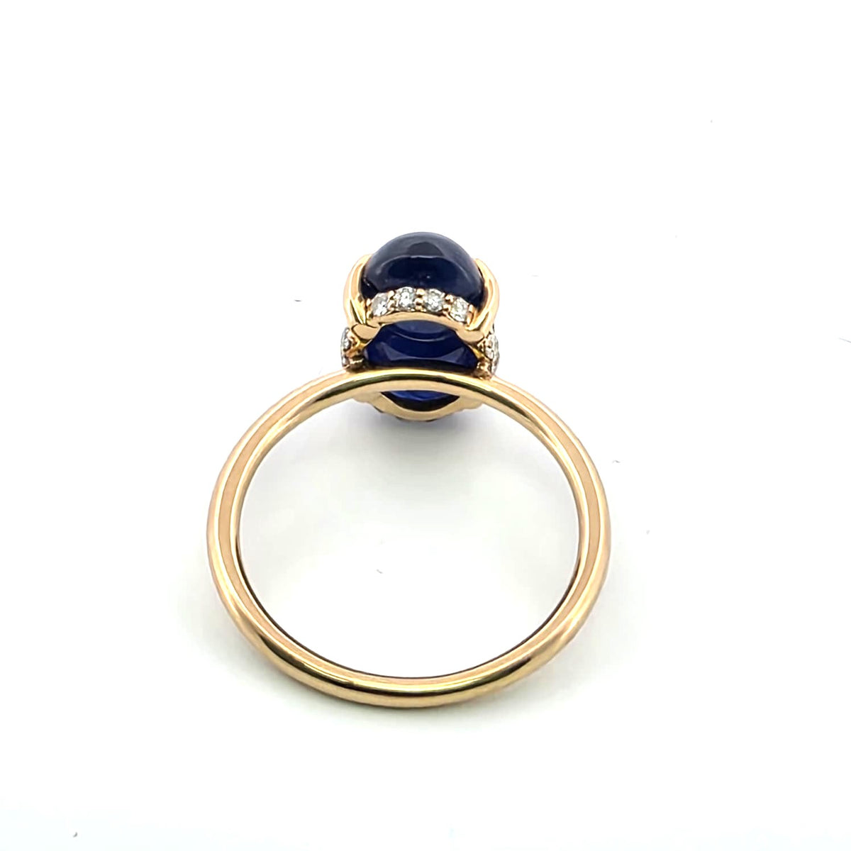 Bague Solitaire en or jaune, saphir et diamants