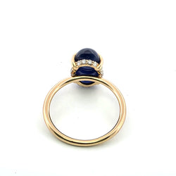 Bague Solitaire en or jaune, saphir et diamants