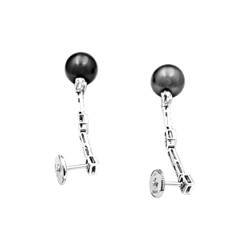 Boucles d'oreilles Pendantes en or blanc, perles et diamants