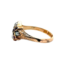 Bague en or jaune et perles