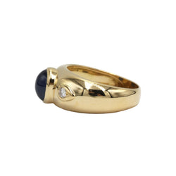 Bague Jonc en or jaune, saphir et diamants