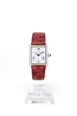 Montre CARTIER Tank en argent et cuir