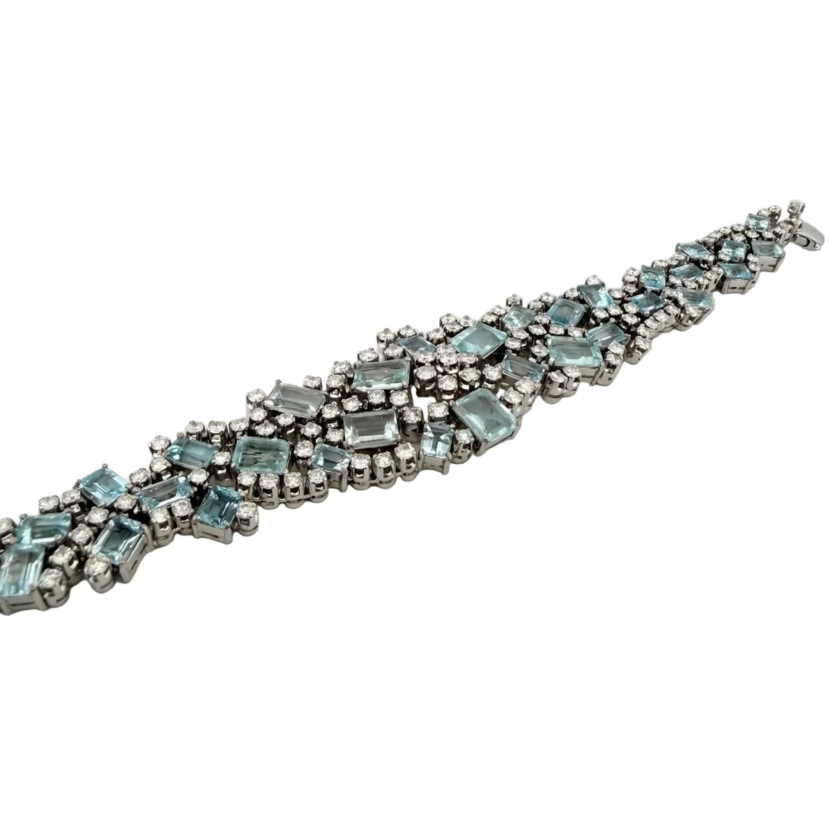 Bracelet en or blanc, aigues-marines et diamants