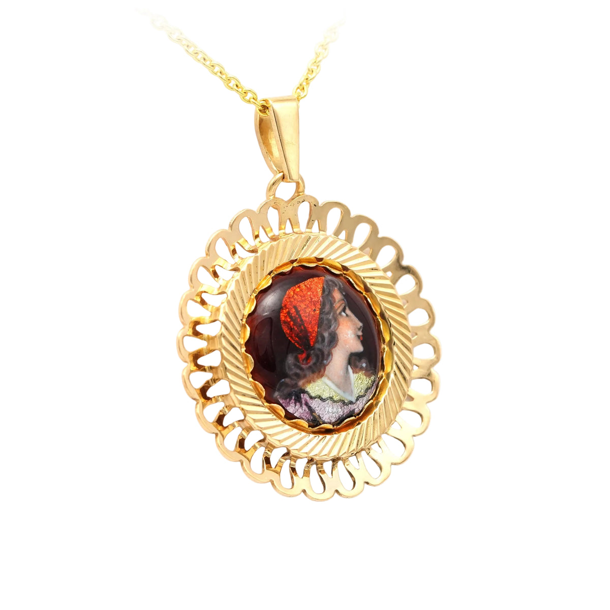 Pendentif en or jaune et émail