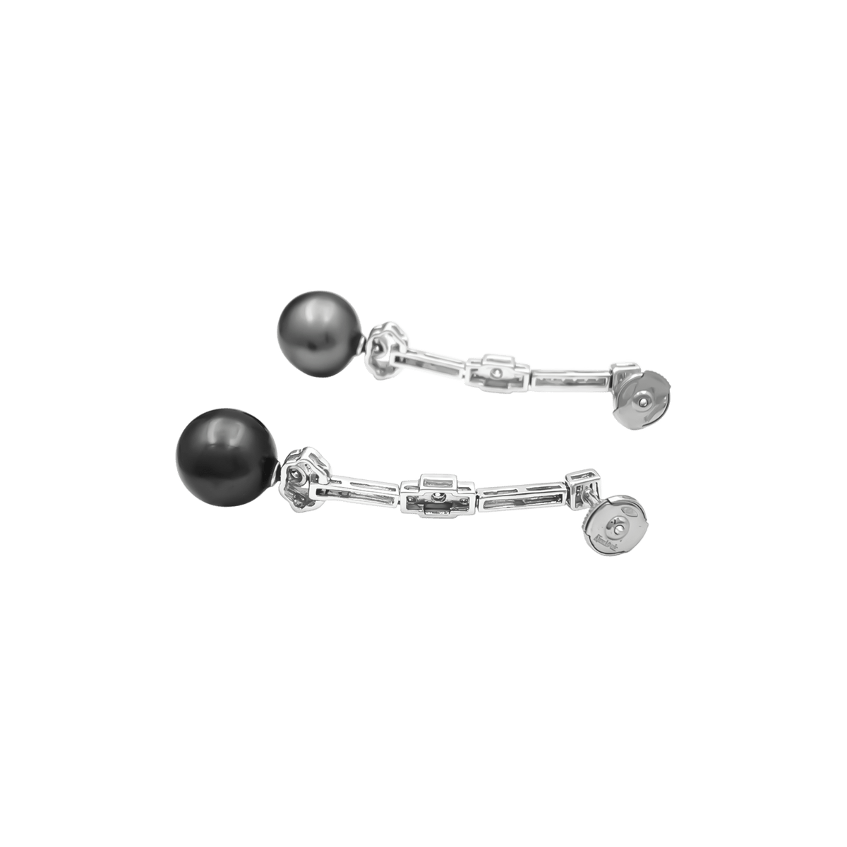 Boucles d'oreilles Pendantes en or blanc, perles et diamants