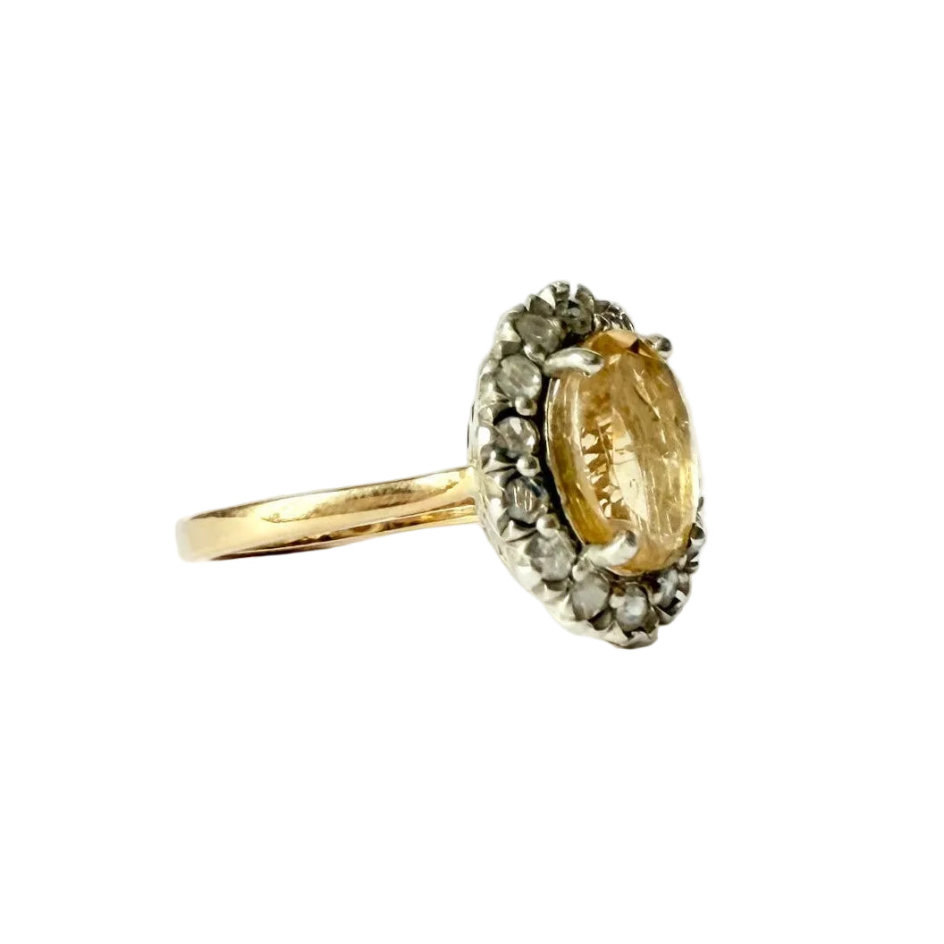 Bague Marguerite en or jaune, argent, saphir et diamants