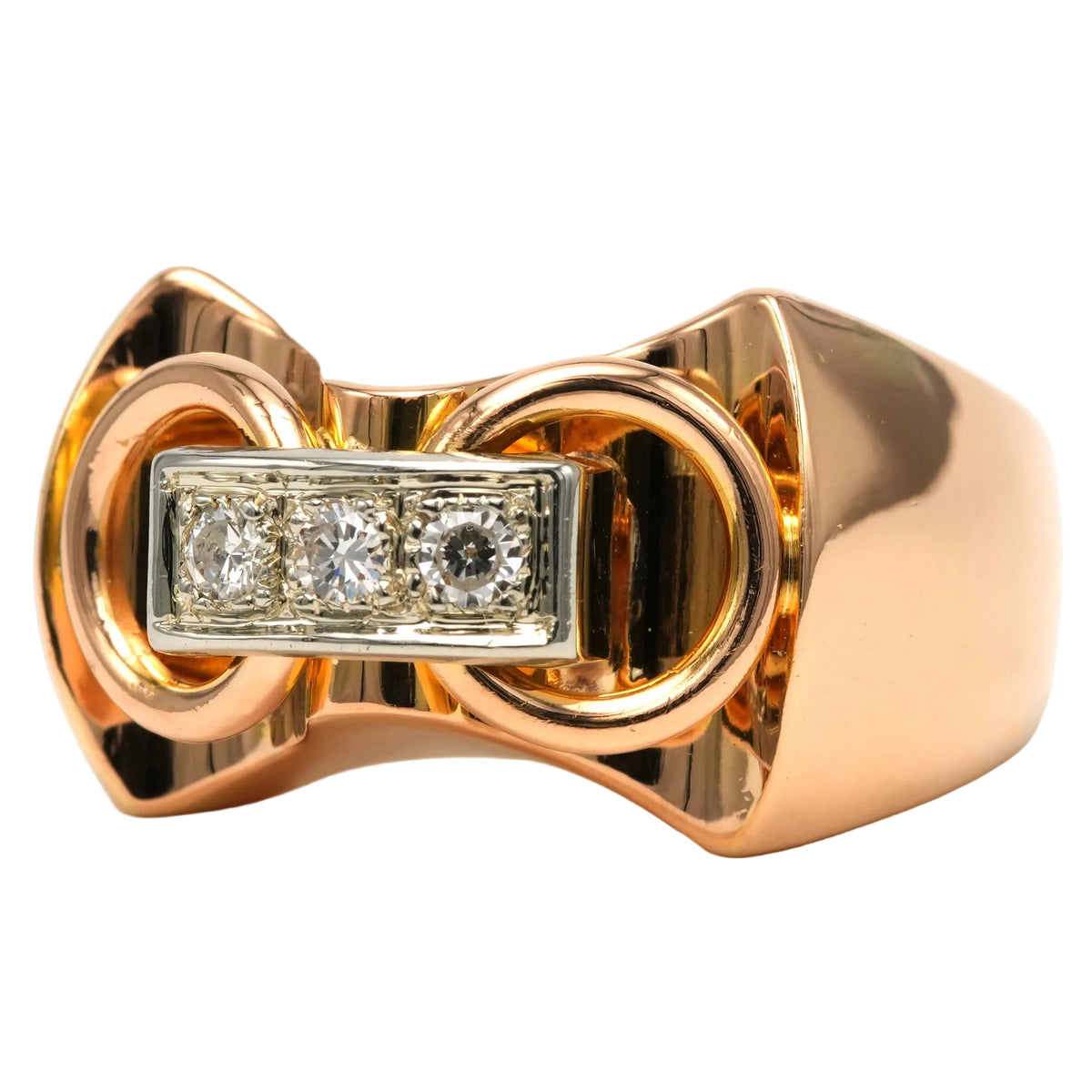 Bague Tank en or jaune et diamants