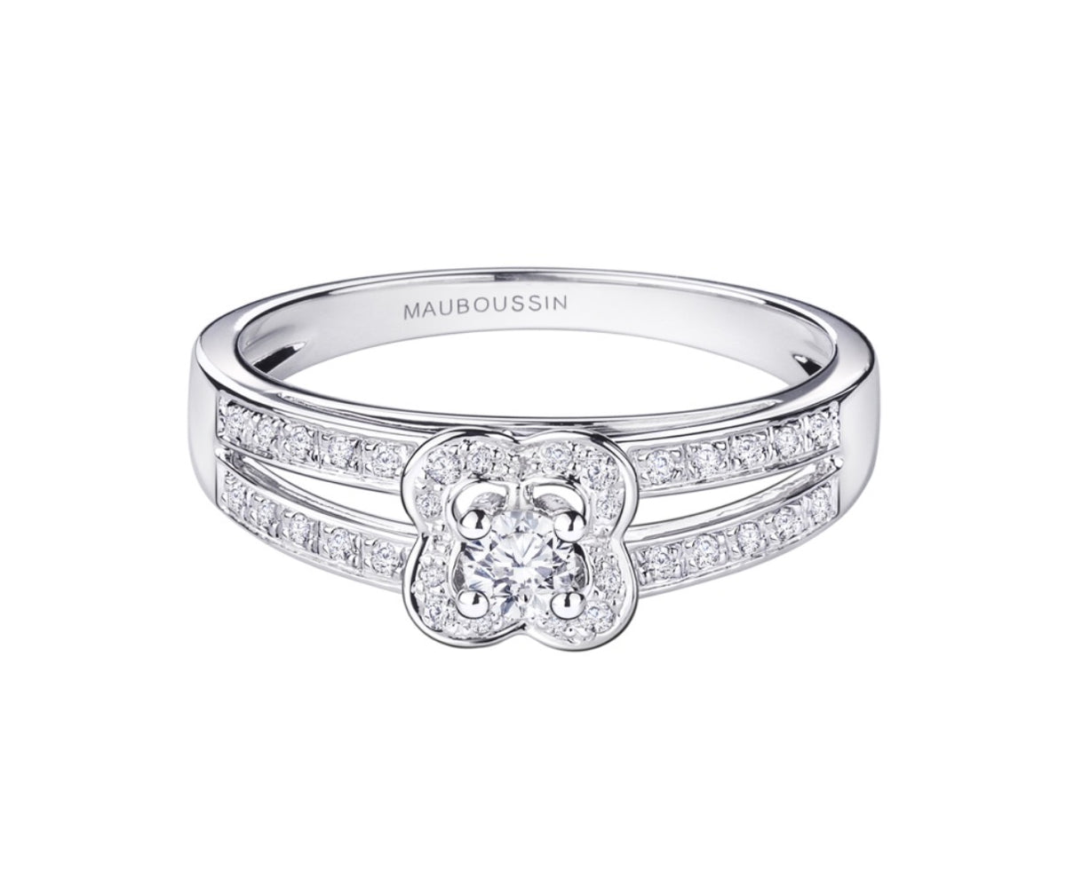 Bague Solitaire MAUBOUSSIN en or blanc et diamants
