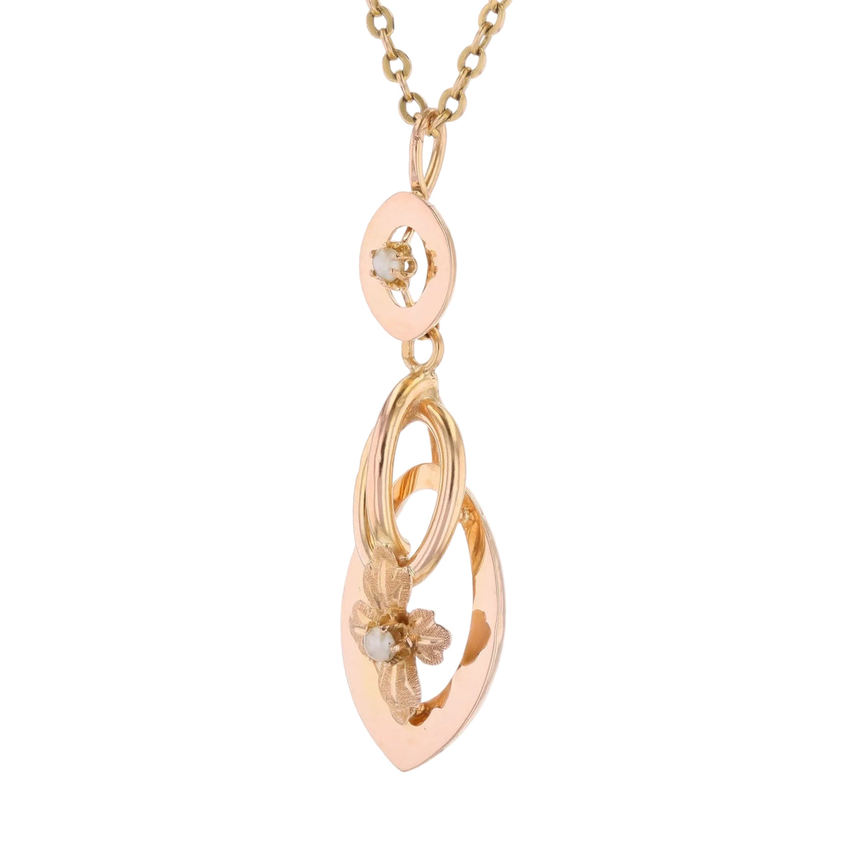 Pendentif en or rose et perles