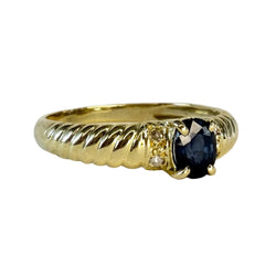Bague Jonc en or jaune, saphir et diamants