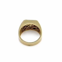 Bague Chevalière en or jaune, platine et diamants