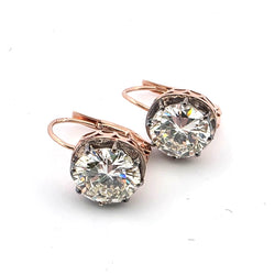 Boucles d'oreilles Dormeuses en or rose, argent et diamants