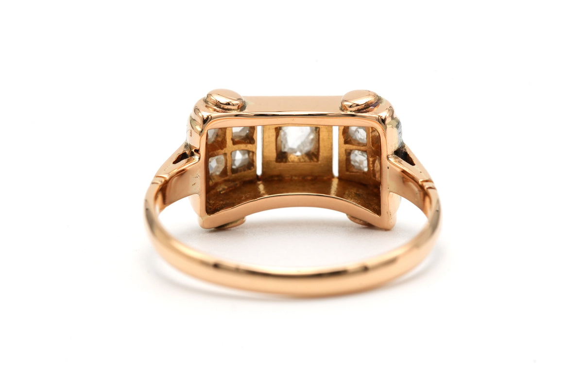 Bague Tank en or jaune et diamants