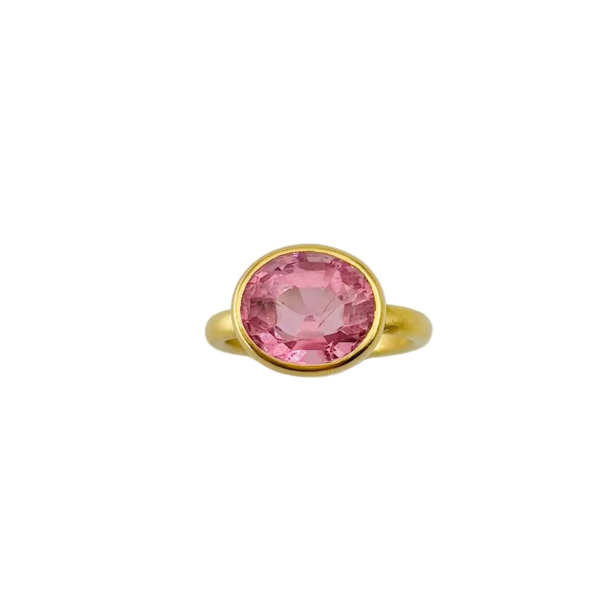 Bague Solitaire MARIE-HÉLÈNE DE TAILLAC "Princesse" en or jaune et tourmaline rose