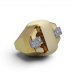 Bague Tank DAVID WEBB en or jaune, émail et diamants