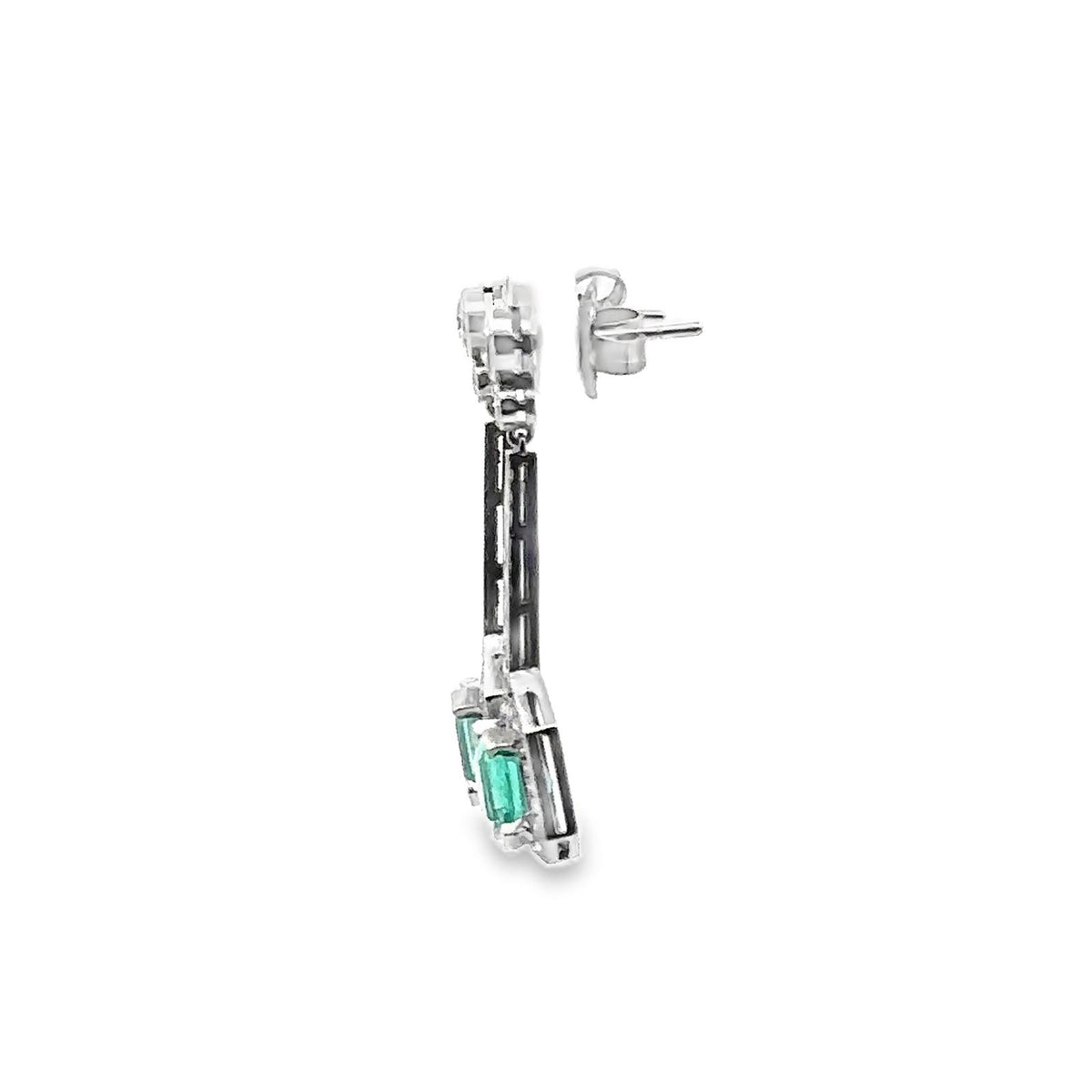Boucles d'oreilles Pendantes en or blanc, émeraudes et diamants
