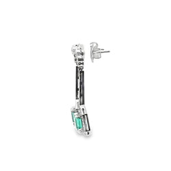 Boucles d'oreilles Pendantes en or blanc, émeraudes et diamants