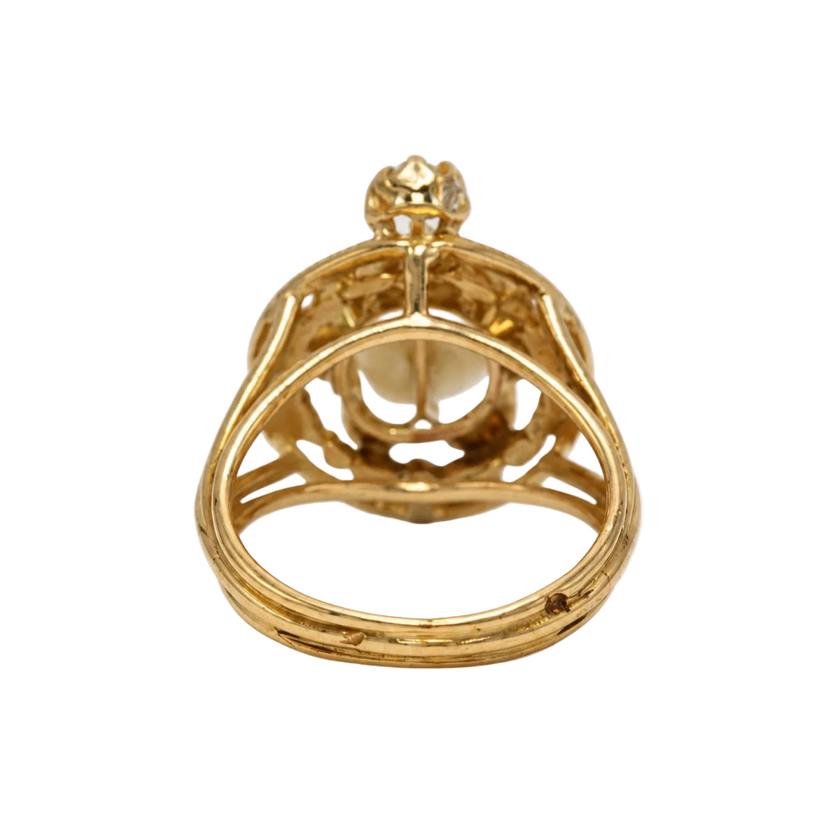 Bague Cocktail en or jaune, perle et diamant