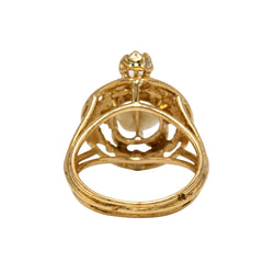 Bague Cocktail en or jaune, perle et diamant
