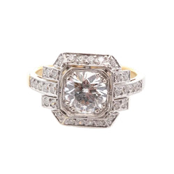 Bague Entourage en or jaune, platine et diamants