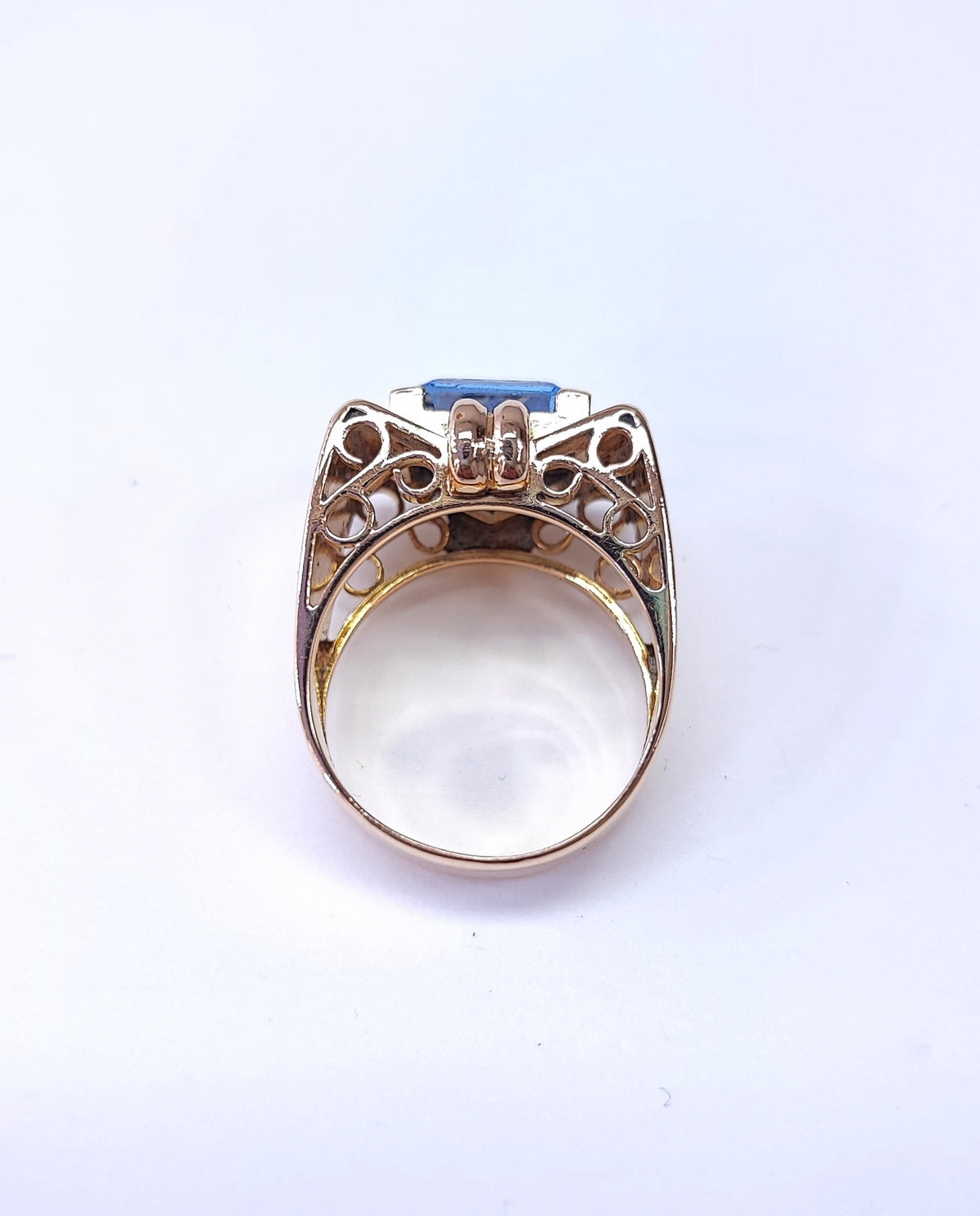 Bague Tank en or et aigue-marine
