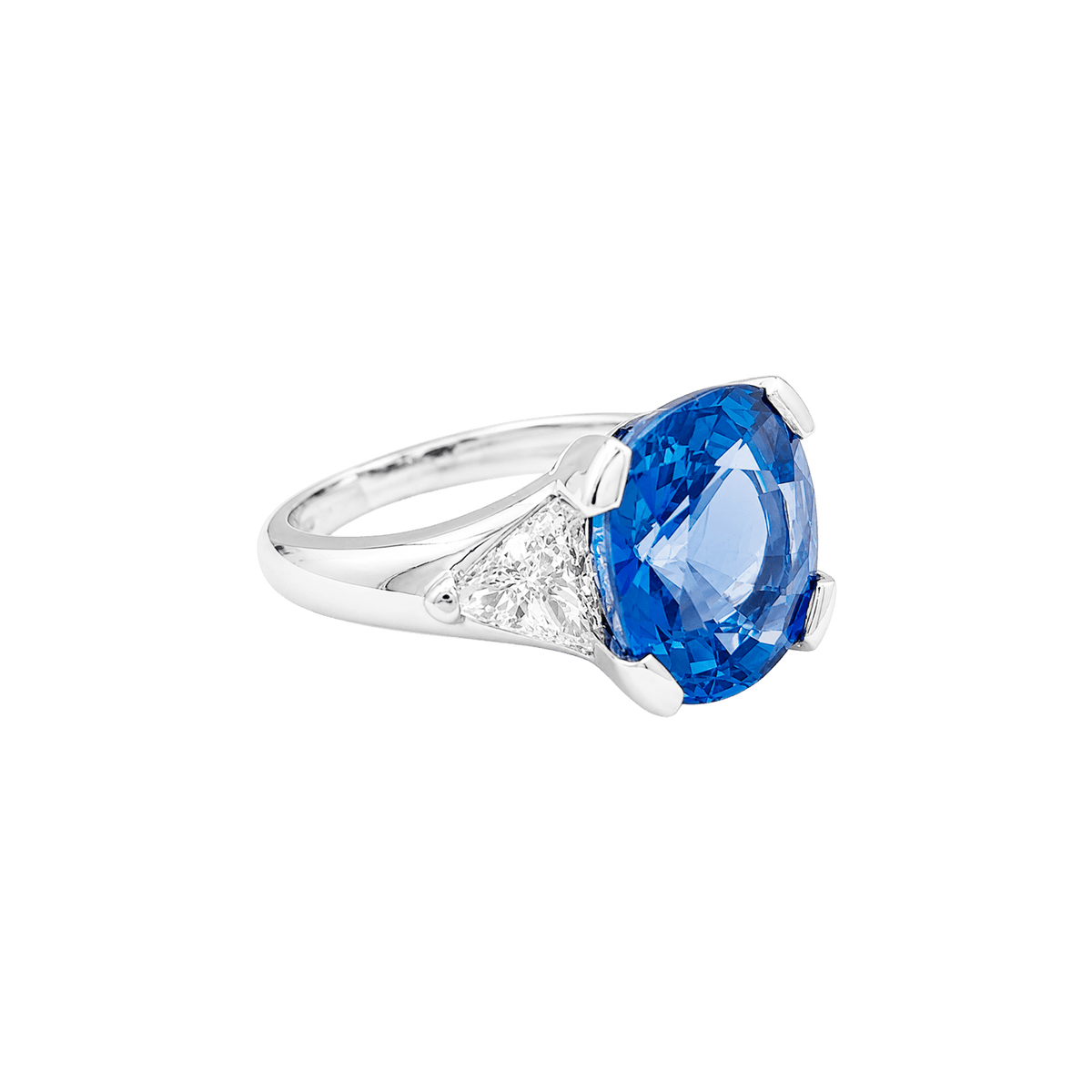 Bague Trilogie en platine, saphir et diamants
