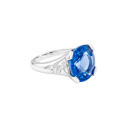 Bague Trilogie en platine, saphir et diamants