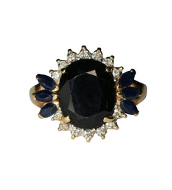 Bague Marguerite en or jaune, saphirs et diamants