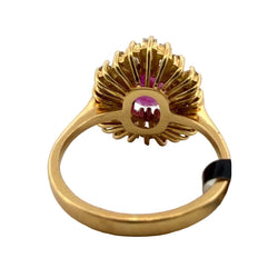 Bague Entourage en or jaune, rubis et diamants
