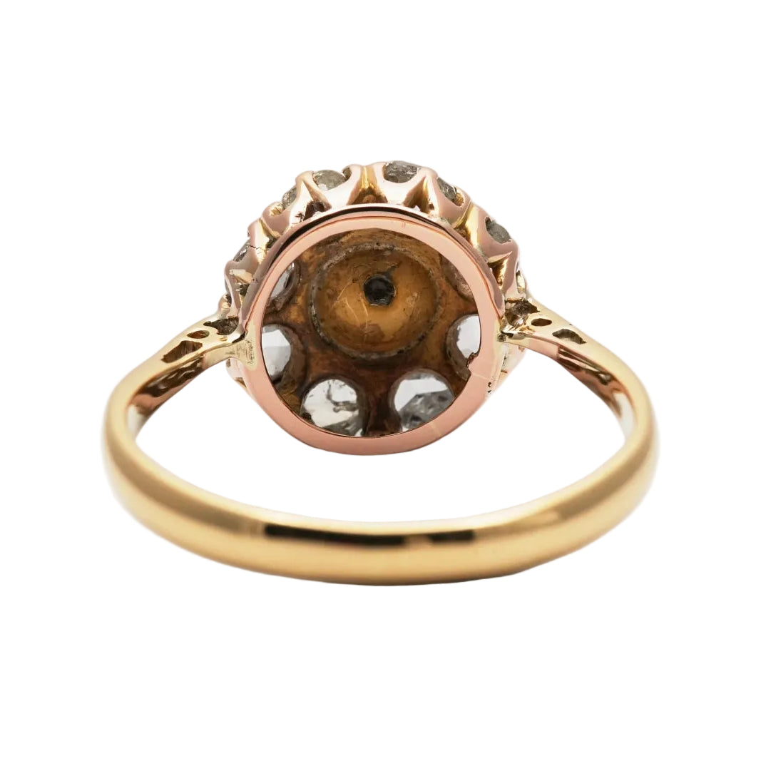 Bague Entourage en or jaune, perle et diamants