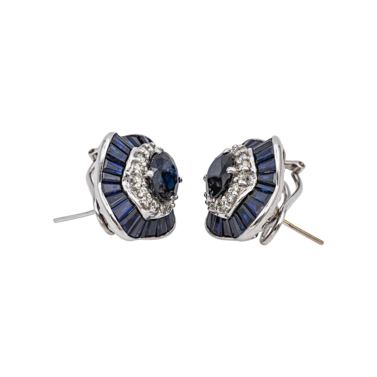 Boucles d'oreilles Or blanc saphir