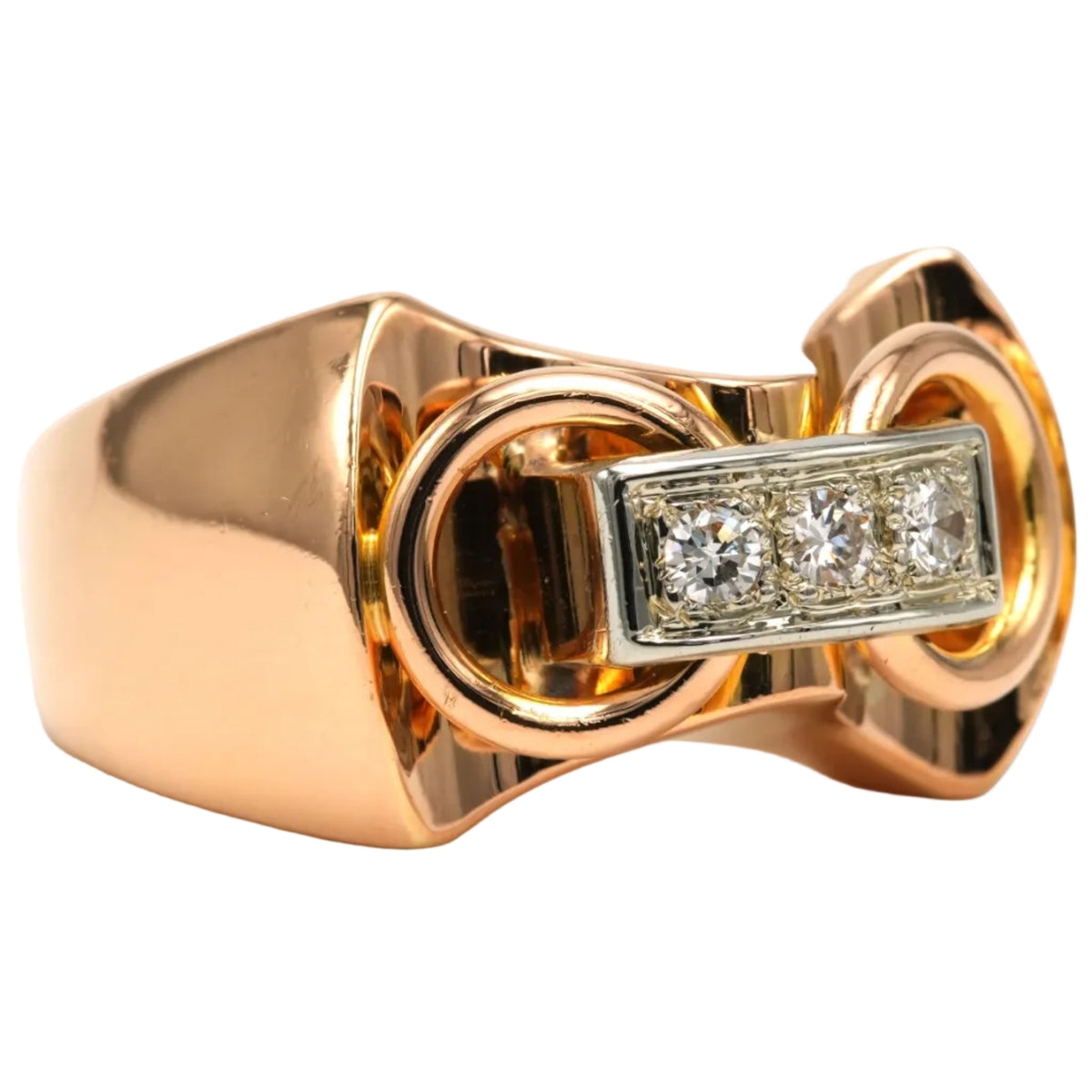 Bague Tank en or jaune et diamants