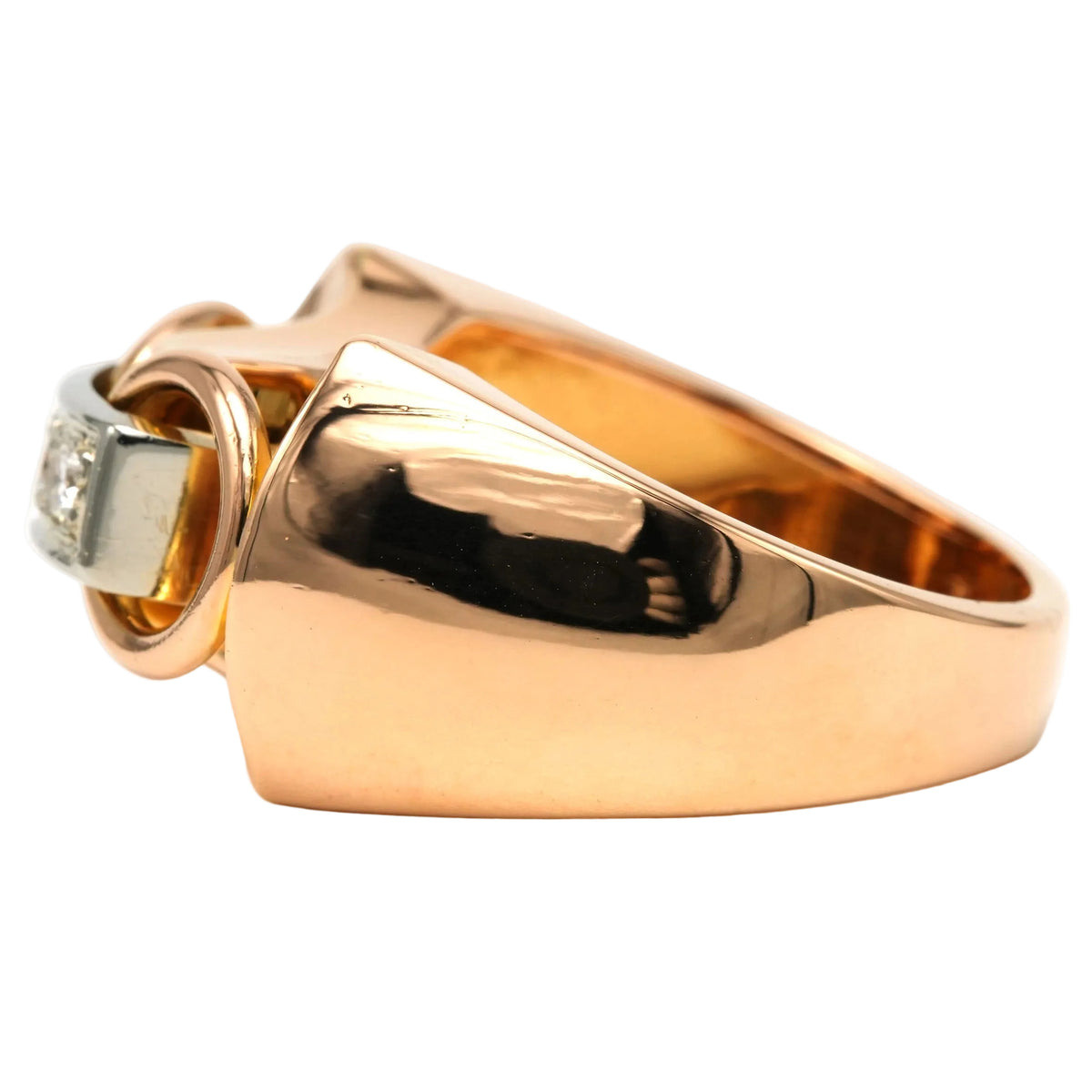 Bague Tank en or jaune et diamants