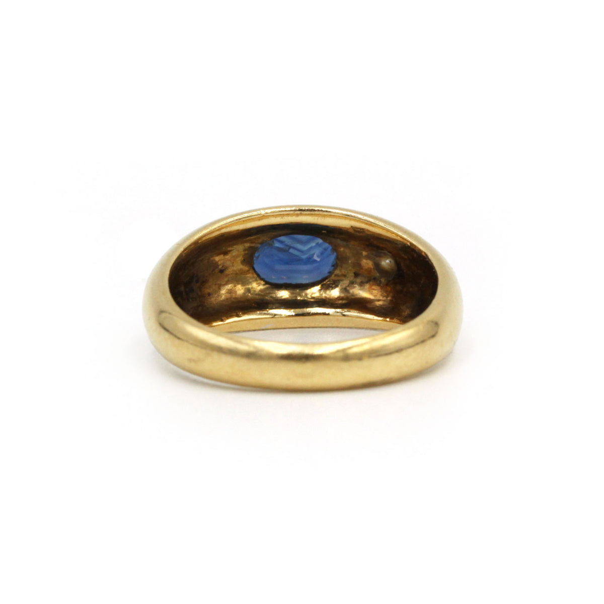 Bague jonc en or jaune, diamant et saphir