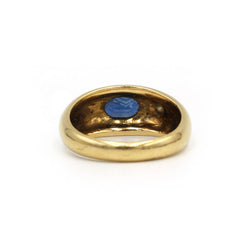 Bague jonc en or jaune, diamant et saphir