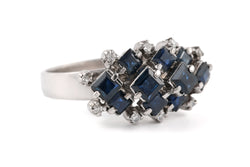 Bague en or blanc, saphirs et diamants