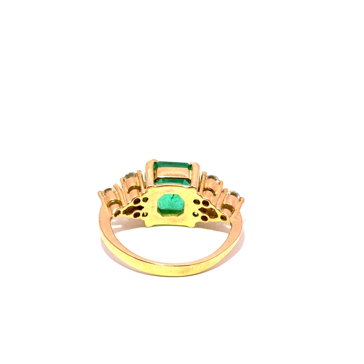 Bague Trilogie en or jaune, émeraude et diamants