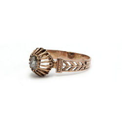 Bague en or rose 750 diamant taille rose